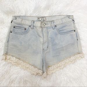 Free People Railroad Stripe Lace Shorts